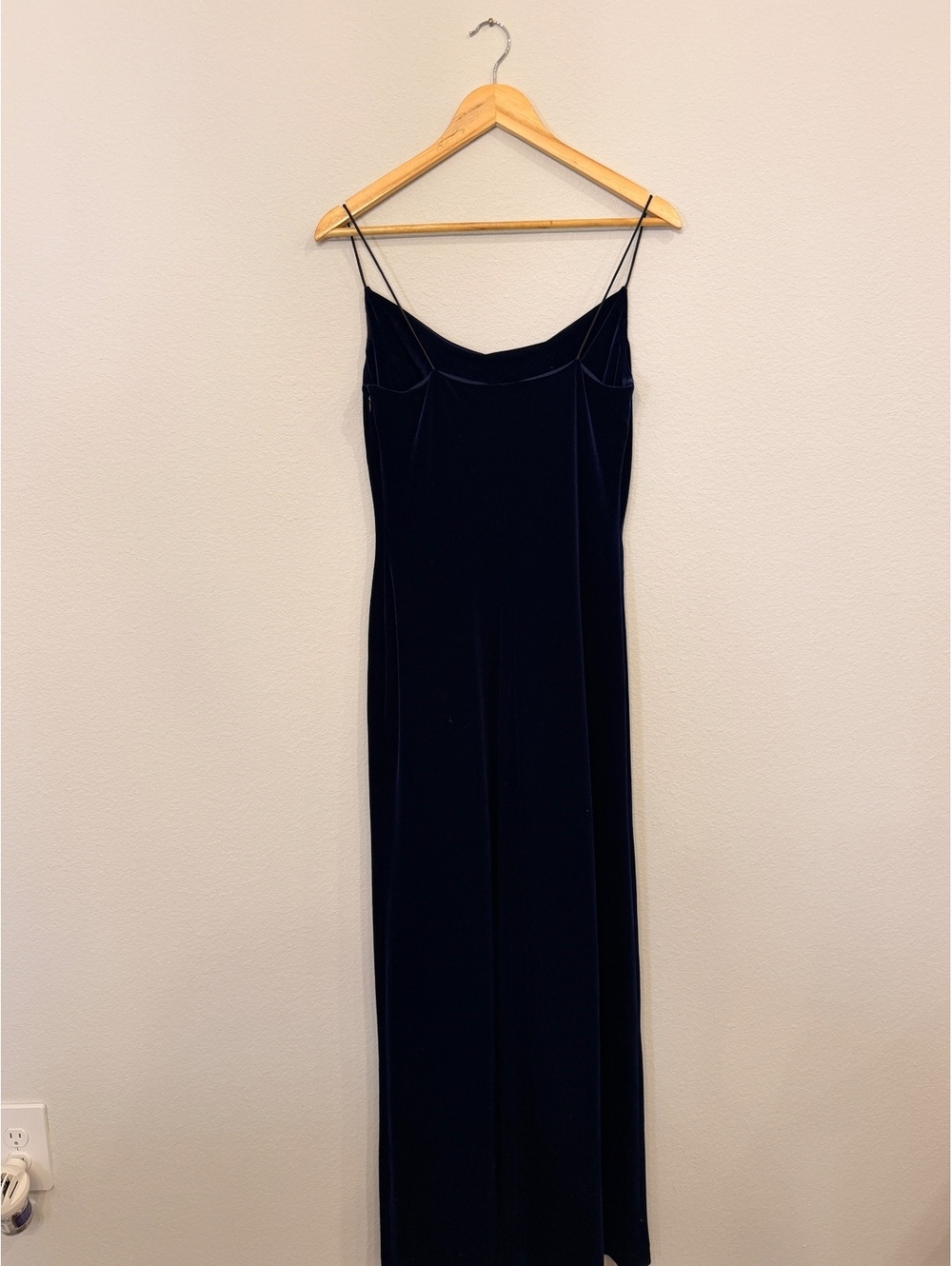 Vintage Rimini by Shaw Navy Velvet Spaghetti Strap Dress 6